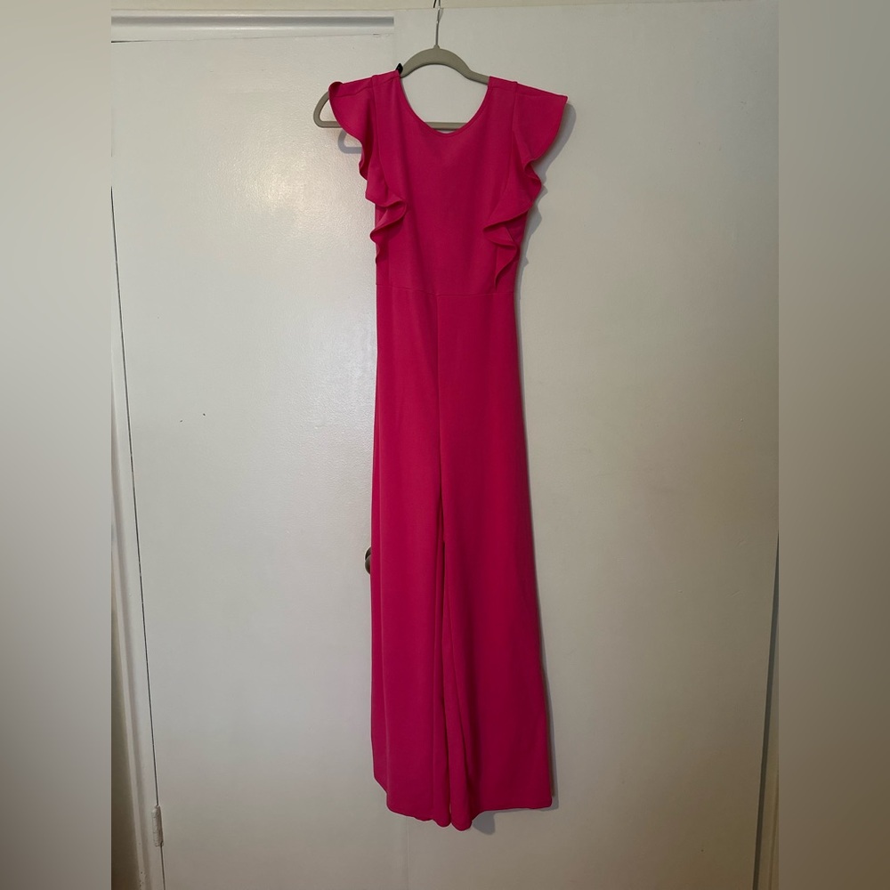 Pink Ruffled Sleeveless Jumpsuit for Weddings